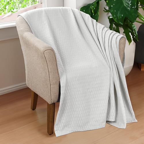 Superior Cotton Blanket, Lightweight, Breathable Bedding, Throw, Platinum - color: Platinum, size: Throw