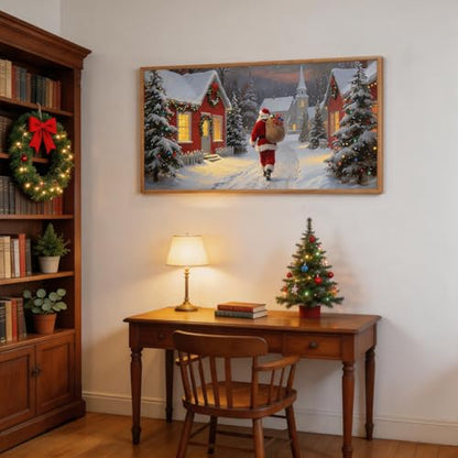 Aurlan Santa Is Coming To Town Framed Wall Art 40x20 Inch - color: Santa Claus is Coming to Town, size: 40"L x 20"W