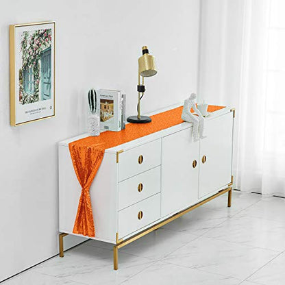 Pufogu 12 x 72 inches Orange Sequin Table Runner, 2 Packs - color: Orange