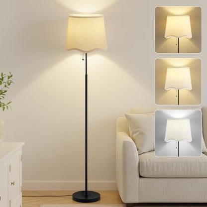 Floor Lamps for Living Room & Bedroom, 60" Modern Tall Standing Lamp, 3CCT - color: Dot Wave-Shades+Black Pole