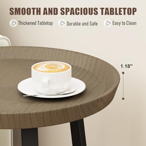 Gadroad Round End Table with Charging Station, Walnut Color - color: Walnut, size: 15.75"D x 15.75"W x 23"H (with Charging Station)