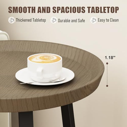 Gadroad Round End Table with Charging Station, Walnut Color - color: Walnut, size: 15.75"D x 15.75"W x 23"H (with Charging Station)