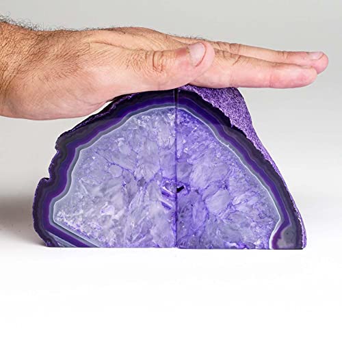 AMOYSTONE Purple Agate Bookends, Small Crystal Book Ends for Bedroom Shelves - color: Purple, size: 2-3 Pounds