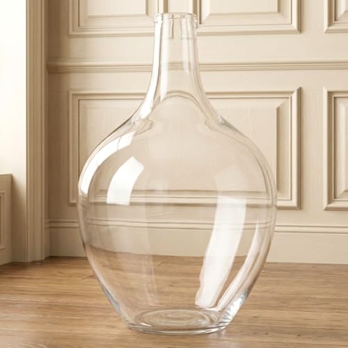 Large Clear Glass Vase for Floor, 15" Tall | Clear Glass Floor Vase for Pampas Grass and Long Stem Flowers, Big Glass Vase Decor for Modern Living Room Bedroom - color: Clear, size: Large
