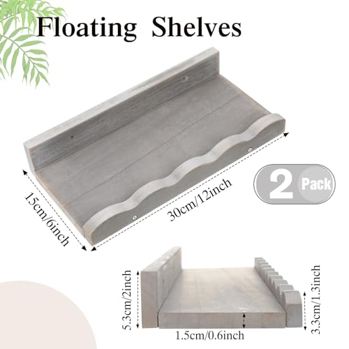 Suzile 2 Pcs Scalloped Floating Wall Shelves,12",Gray - color: Grey, size: 12"