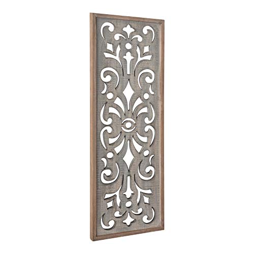 Kate and Laurel Palmares Rustic Decorative Wall Panel, 12 x 31.5, Rustic Gray and Brown, Farmhouse Lattice Panel Decor for Wall
