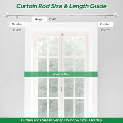 LLPJS Curtain Rods 16-76", 1 in Adjustable Silver Rod with Finials, 1 Pack - color: Satin Silver, size: 16" to 76" - 1 pack