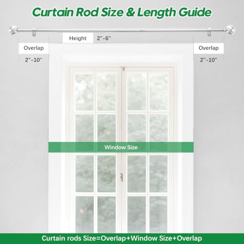LLPJS Curtain Rods 16-92", 1 in Adjustable Silver Rod with Finials, 1 Pack - color: Satin Silver, size: 16" to 92" - 1 pack