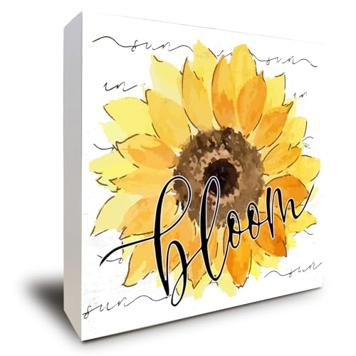 Summer Sunflower for Bathroom Shelf Decoration Yellow Wooden Box - color: Bloom