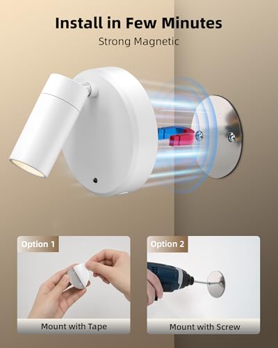 EZVALO Spot Lights Indoor, 5500mAh Rechargeable Picture Lights with Remote, Wireless Mini Art Accent Spotlights with Timer & Dimmable, 3-CCT, Uplights Indoor for Plants, Display (2-Pack-White) - color: White