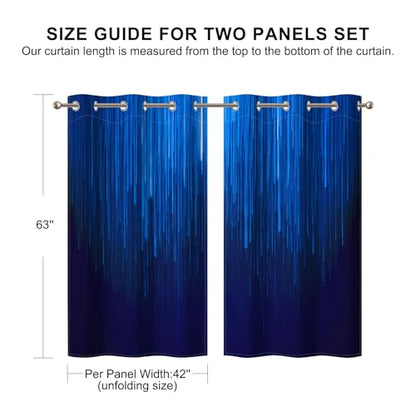Navy Blue Blackout Curtains for Bedroom, Ombre Blackout Curtains 63 Inch Length 2 Panels Set, Thermal Insulated Room Darkening Drapes with Grommet Top, 42W x 63L - color: 04 Blue, size: 42"W x 63"L (Pack of 2)