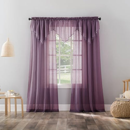 No. 918 Erica Crushed Sheer Voile Rod Pocket Curtain Panel, 51" x 95", Purple - color: Purple, size: 51"W x 95"L (Pack of 1)