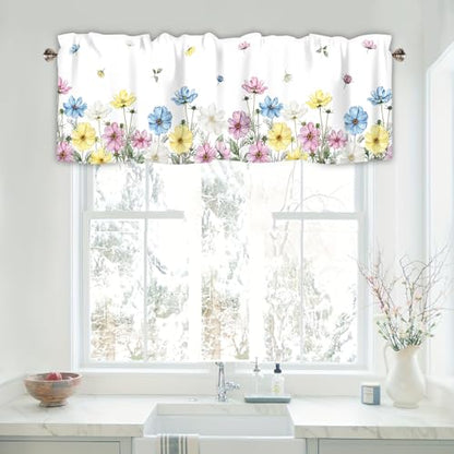 Floral Kitchen Valance Curtains Window Treatments 42x12 Inch - color: Lst-hh01442, size: 42"W x 12"L (Pack of 1)