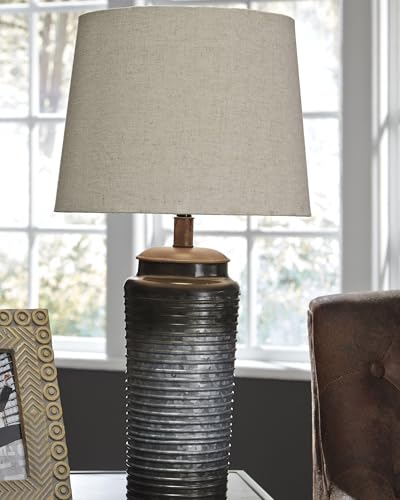 Signature Design by Ashley Norbert Living Room Table Lamp Set of 2, Gray - color: Gray