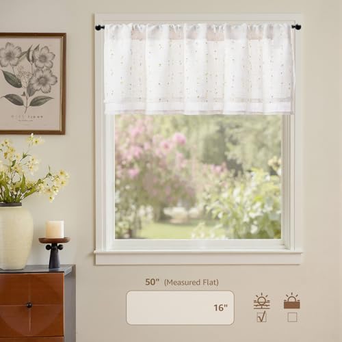 jinchan Kitchen Valance Curtain Double Layers, 50x16, 1 Panel, Sunlit Grove - color: Double | Dottie Sunlit Grove, size: 50"W x 16"L (Pack of 1)
