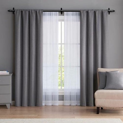 Modern Adjustable Curtain Rod Set 16 to 144 Inches, Sleek Window Rod for Bedroom, Living Room, Black - color: BLACK, size: 16" to 144"