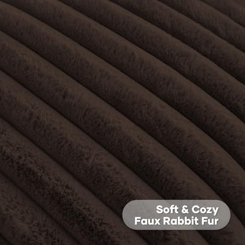 FUTEI Pack of 2 Faux Fur Throw Pillow Covers 18x18 Inch, Dark Coffee - color: Dark Coffee, size: 18" x 18" (Pack of 2)