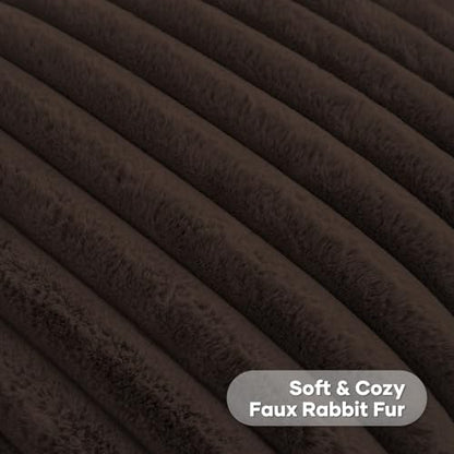 FUTEI Pack of 2 Faux Fur Throw Pillow Covers 28x28 Inch, Dark Coffee - color: Dark Coffee, size: 28" x 28" (Pack of 2)