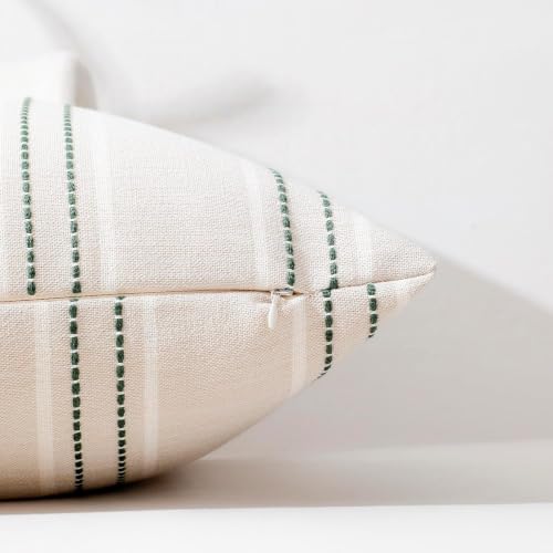Hckot Stripe Throw Pillow Covers 26x26 Large Square Dark Green Pillow Cover - color: Dark Green, size: 26" x 26" (Pack of 2)