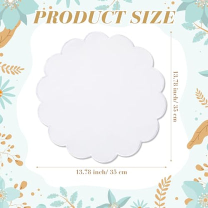 Qinyoung 6 Pieces White Cotton Placemats 13.8 Inch Scalloped placemats - size: 13.8 Inches, style: Solid Color