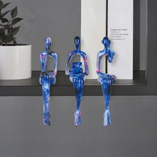 Blue Tone Graffiti Thinker Statue 3Pcs Resin Shelf Decor - color: Graffiti F