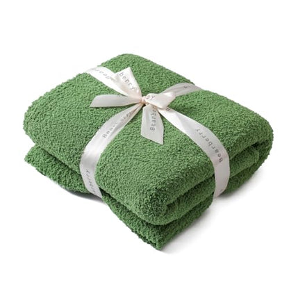 bearberry Knit Throw Blanket 50x60 Green Super Soft Plush for Couch - color: Avocado Green, size: Throw(50″x60″)