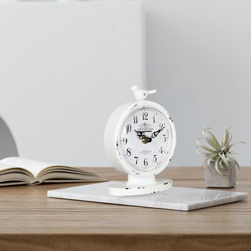 Classic Vintage Desk Clock, Creamy White