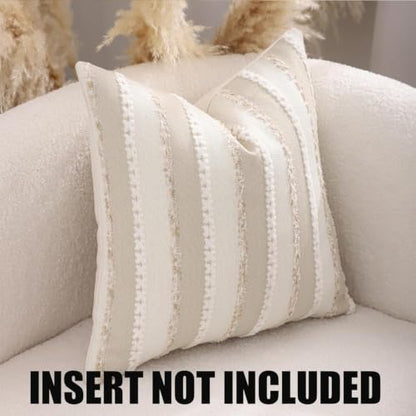Boho Jacquard Throw Pillow Covers 16x16 Inch Set of 2 Beige Khaki - color: Beige+khaki, size: 16" x 16" (Pack of 2)