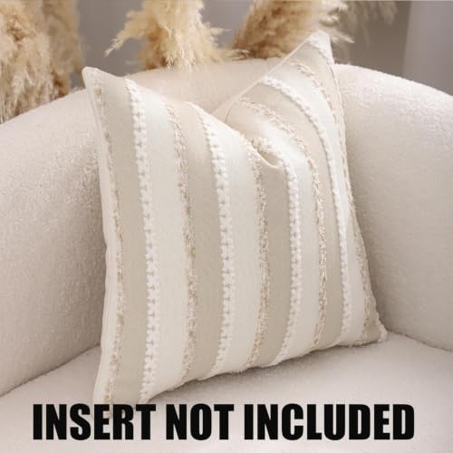 Boho Jacquard Throw Pillow Covers 20x20 Inch Set of 2 Beige Khaki - color: Beige+khaki, size: 20" x 20" (Pack of 2)