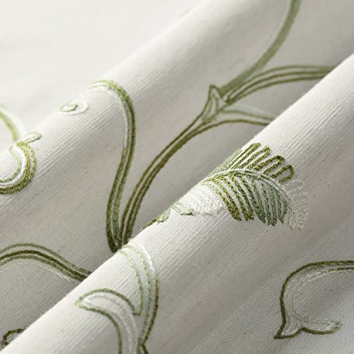 VOGOL Green Leaf Botanical Tier Curtains, 30 x 24 Inches, 2 Panels - color: Green, size: 30"W x 24"L (Pack of 2)