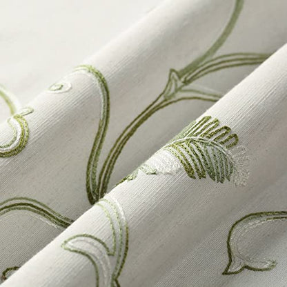 VOGOL Green Vine Embroidered Kitchen Tier Curtains, W30 x L30, 2 Panels - color: Green, size: 30"W x 30"L (Pack of 2)