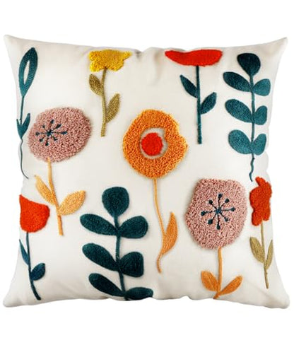 Embroidered Throw Pillow Cover, 20x20 Inch, Botanical - color: Plants, size: 20" x 20" (Pack of 1)