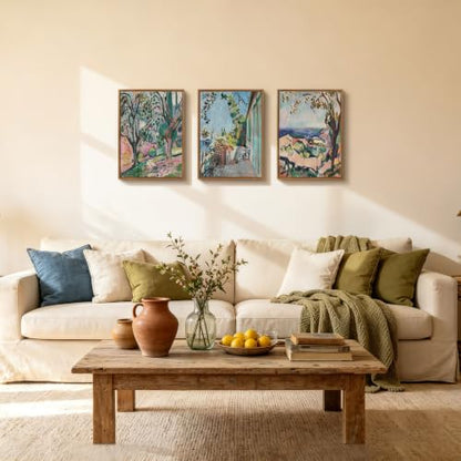 WENGTIAO 3pcs Framed Matisse St. Tropez Landscape Canvas Wall Art - color: Matisse St. Tropez Landscape, size: 12"x16"x3Pcs