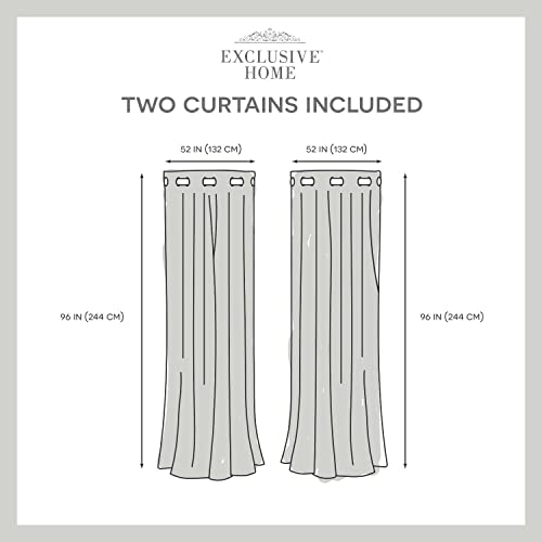 Exclusive Home Belmont Embroidered Room Darkening Blackout Grommet Top Curtain Panel Pair, 52"x96", Winter Black - color: Winter/Black, size: 52"W x 96"L (Pack of 2)
