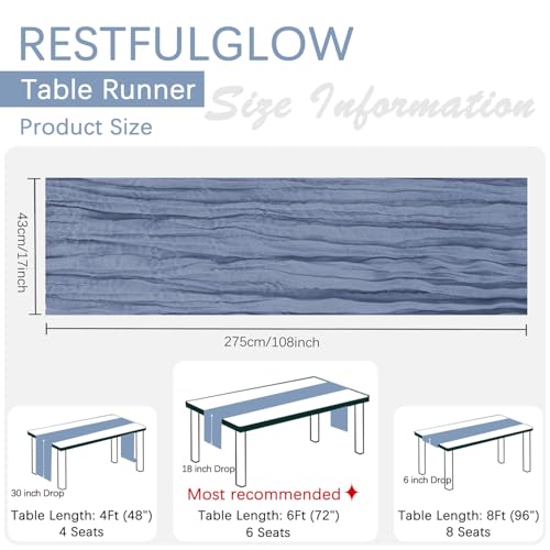 10 Pack Dusty Blue Cheesecloth Table Runner 17 x 108 Inch - color: Dusty Blue, size: 10Pcs - 9 Ft