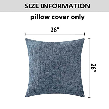 Home Brilliant Euro Sham Covers Super Soft Striped Plush Chenille Velvet Cushion Cover for Bench, 26 x 26 inch (66cm), Set of 2, Jeans Blue - color: Jeans Blue, size: 26" x 26" (Pack of 2)