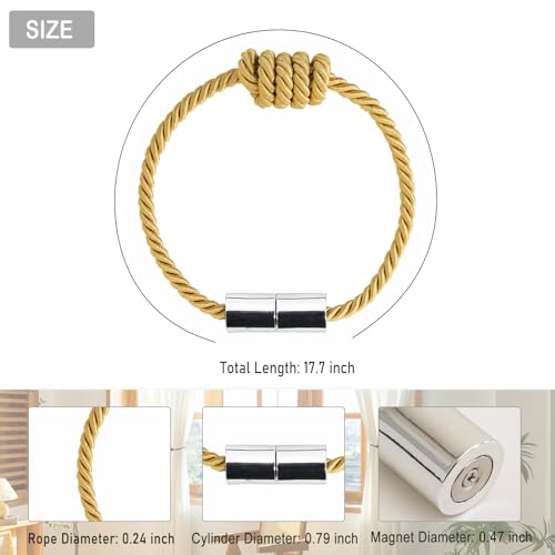 Curtain Tiebacks Magnetic Decorative Rope Tie Backs Holdbacks Contoeey - color: Gold