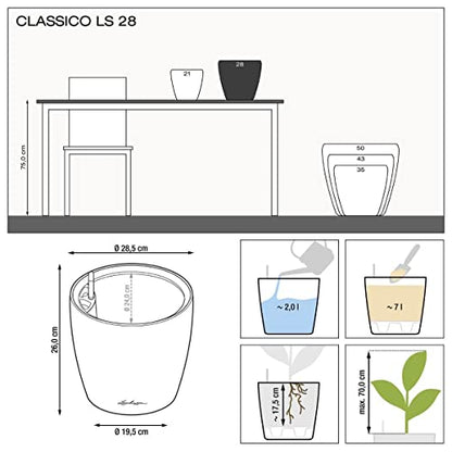 Lechuza Classico LS 28 Scarlet Red High Gloss, Self-Watering Round Planter, D11 H10.2 in - color: Red High-gloss, size: D28 H26 cm