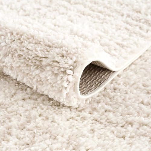 Hauteloom Winnebago Living Room, Bedroom Area Rug - Bohemian, Transitional - Plush Pile - Light Beige, Cream - 4'3" x 5'7" - color: Light Beige, Cream / Galaxy Shag, size: 4'3" x 5'7" (Rectangular)