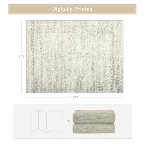 Washable Rugs 9x12 Area Rug for Living Room,Bedroom,Dining Room-Beige Green - color: Beige-green-grey, size: 9' x 12' (Rectangular)