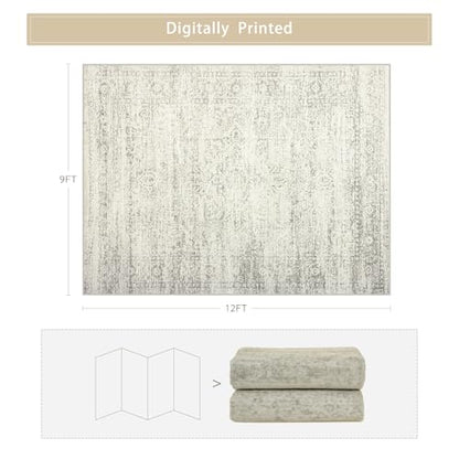 Washable Rugs 9x12 Area Rug for Living Room,Bedroom,Dining Room-Beige Green - color: Beige-green-grey, size: 9' x 12' (Rectangular)