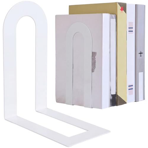 Chunful 6 Pcs White Metal BookEnds Shelves, 7.5 x 5.75 x 3.5 in - color: White, size: 7.5*5.75*3.5inch