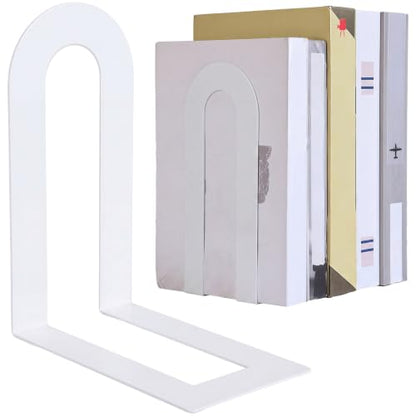 Chunful 24 Pcs White Metal BookEnds Shelves, 7.5 x 5.75 x 3.5 in - color: White, size: 7.5*5.75*3.5inch