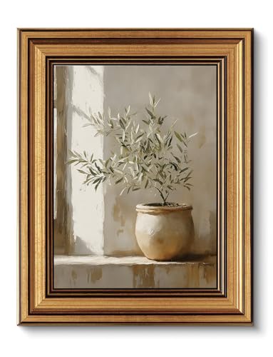 Vintage Gold Framed Olive Tree Wall Art,8x10in - color: Plants, size: 8"x10"