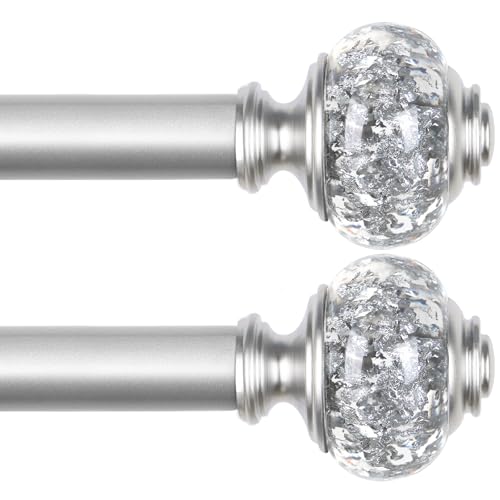 USFOOK Silver Curtain Rod 32 to 58 Inch, Decorative Drapery Rods, 2 Pack - color: Silver, size: 32-58"(2 Pack)
