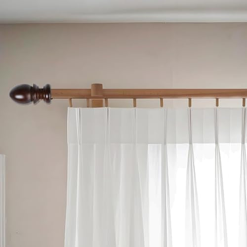 T Tulead Wooden Curtain Rod Finials, Brown, 4PCS - style: Brown, 1.41", 4PCS
