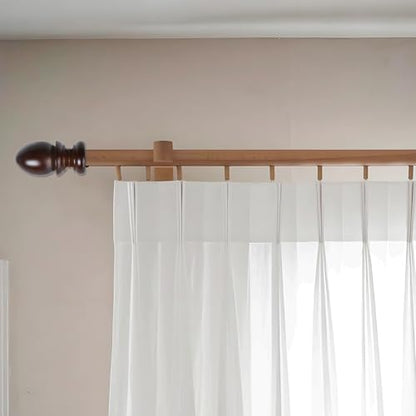 T Tulead Wooden Curtain Rod Finials, Brown, 4PCS - style: Brown, 1.41", 4PCS