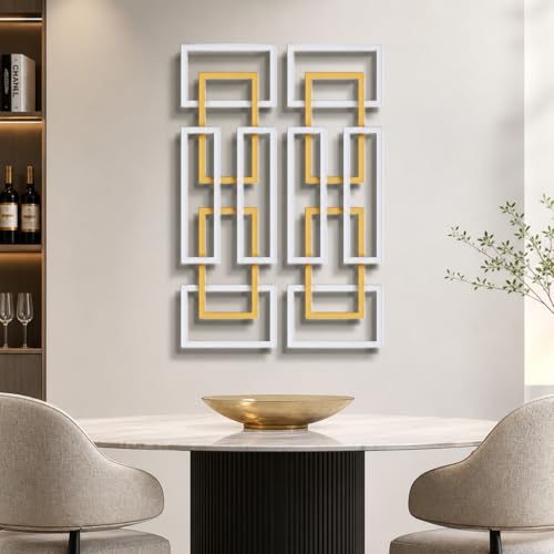 JFUJFU Minimalist Geometric Metal Wall Art Set of 2 for Home & Office - color: Silver