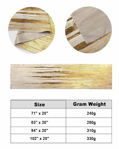 Abstract Gold Bed Runner Scarf King Size, Modern Brush Luxury Strokes Artwork Luxury Bed Throw Runners & Scarves for Twin Full Queen King Foot of Bed, Bedroom Hotel Wedding Room Decoration, 94"x20" - size: 94x20in,240x50cm