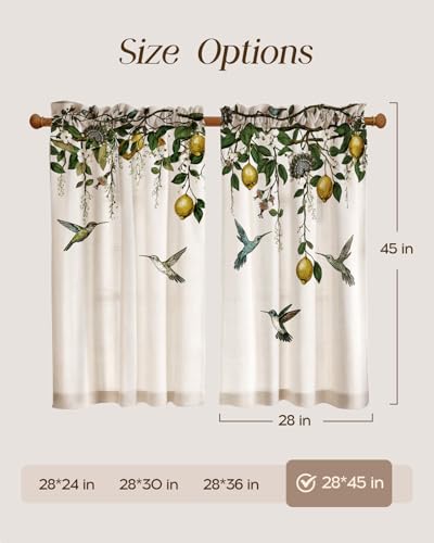 Miss Adola 45 Inch Length Kitchen Tier Curtains, Farmhouse Lemon - color: Farmhouse Lemon, size: 28"W x 45"L (Pack of 2)